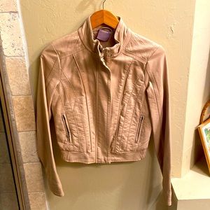 Vegan leather moto jacket.